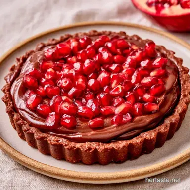 No-Bake Chocolate Pomegranate Dessert Recipe Card