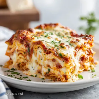 Classic Homemade Lasagna for 12 Servings with Rich Meat Sauce