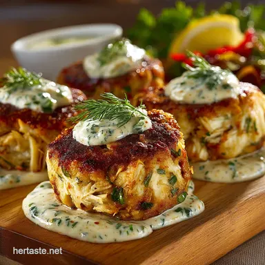 The Ultimate Classic Lump Crab Cakes Recipe with Zesty Dill Sauce Recipe Card