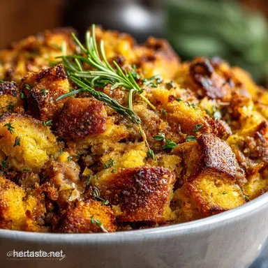 Sausage Herb Stuffing: The Ultimate Golden-Crusted Thanksgiving Side Dish Recipe Card