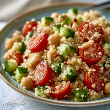Cold Quinoa Salad Bowl Meal Prep Recipe Card