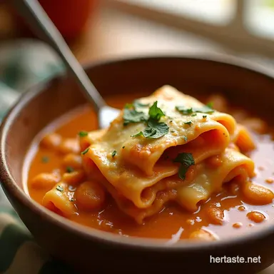 Easy Creamy Lasagna Soup Comfort Food in Under an Hour Recipe Card