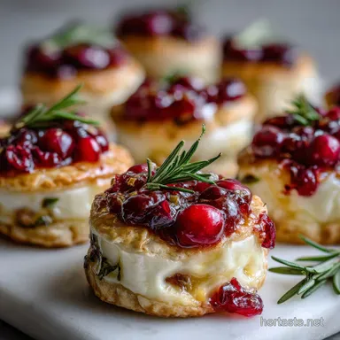 Cranberry Brie Bites Recipe: Crispy Puff Pastry Recipe Card