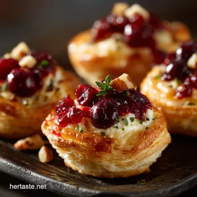 Thanksgiving Appetizers: Easy Cranberry Brie Puff Tartlets (Make-Ahead) Recipe Card