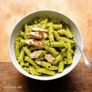 Healthy Chicken Pasta Salad with Pesto Summer in a Bowl Recipe Card