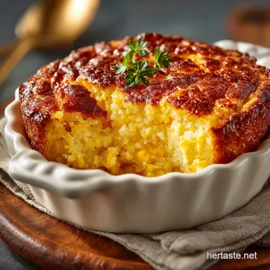 The Golden Spoonful Perfectly Creamy Baked Corn Pudding Recipe Recipe Card