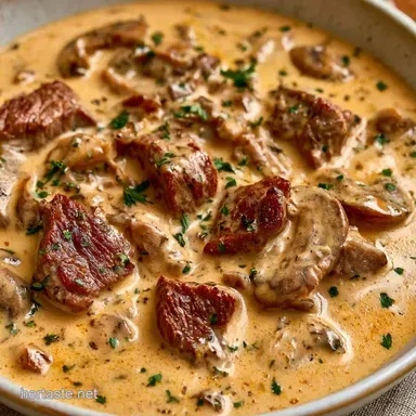 Creamy Beef and Mushroom Soup in 50 Min