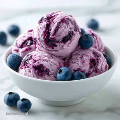 Blueberry Ice Cream for 12 Servings Recipe Card