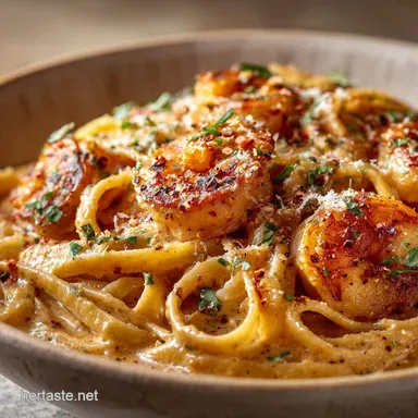 Creamy Cajun Shrimp Linguine Velvety Sauce in Just 45 Minutes Recipe Card