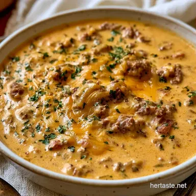 Creamy Cheeseburger Soup in 45 Minutes Recipe Card