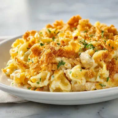 Chicken Noodle Casserole in 50 Minutes Recipe Card