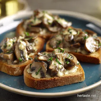 Creamy Garlic Mushrooms on Toast Simple Mushroom Recipes Recipe Card
