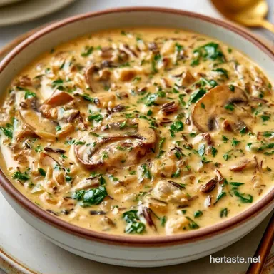 Creamy Mushroom and Spinach Soup: One-Pot Recipe Card