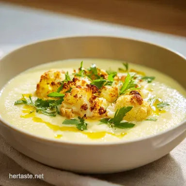 Creamy Roasted Cauliflower Soup Recipe: Ready in 55 Min Recipe Card