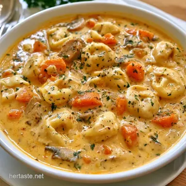 Creamy Vegetarian Tortellini Soup for 4 Recipe Card