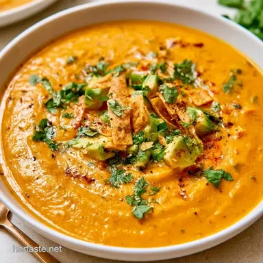 Creamy Vegetarian Tortilla Soup for 6 Recipe Card