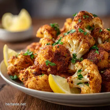 Crisp Air Fryer Cauliflower Bites Smoked Paprika Lemon Recipe Card