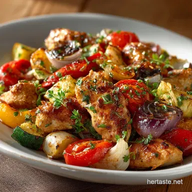 Crispy Mediterranean Air Fryer Chicken and Vegetables in 35 Mins Recipe Card