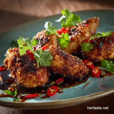 Crispy Boneless Stuffed Wings Thai Style with Sticky Umami Glaze Recipe Card