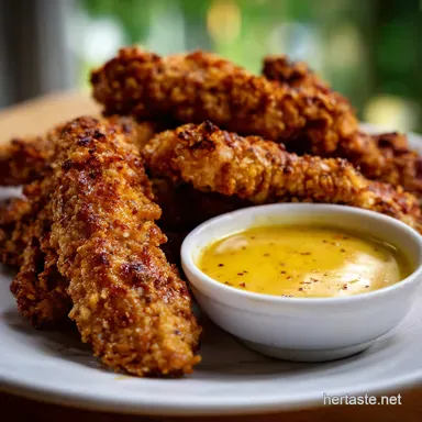 Oven Fried Chicken Fingers HoneyMustard Dipping: Ultra Crispy! Recipe Card