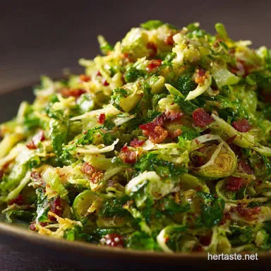 Shredded Brussel Sprouts: Crispy Slaw with Lemon Pancetta Recipe Card