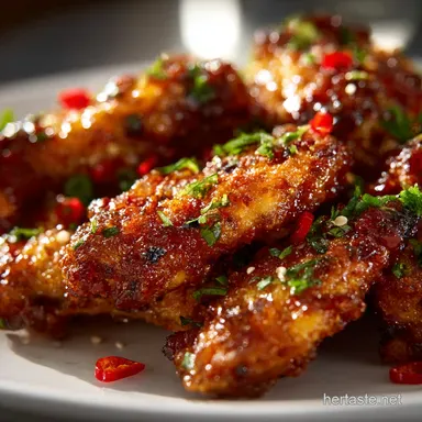Chicken wing recipes Extra Crispy Sticky Ginger Wings Air FryerOven Recipe Card