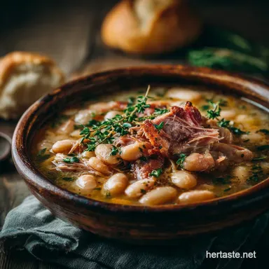Easy Crockpot Great Northern Beans with Ham Hocks Recipe Card