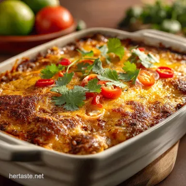 Beef Enchilada Casserole: Easy Layered Weeknight Mexican Dinner Recipe Card