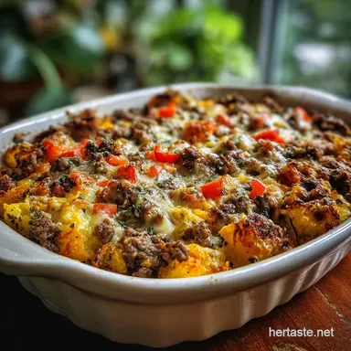 Hobo Casserole Ground Beef Recipe Easy in 60 Min Recipe Card