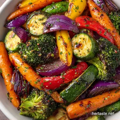 Easy Roasted Veggie Side for 8 Servings Recipe Card