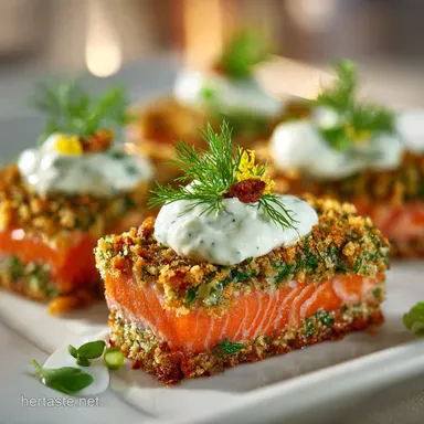 Easter Buffet: Elegant Crusted Salmon Side with Dill Cr&egrave;me Fra&icirc;che Recipe Card