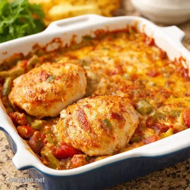 Fiesta Fajita Chicken Breasts Casserole Weeknight Win Recipe Card