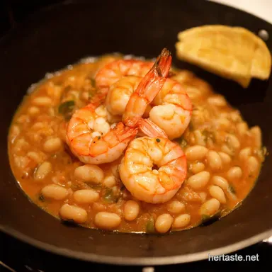 Fiesta Shrimp with Garlicky White Beans Ready in 35 Recipe Card