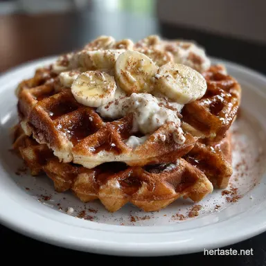 BananaCinnamon Waffles: Cozy Fluffy Buttermilk Recipe Recipe Card