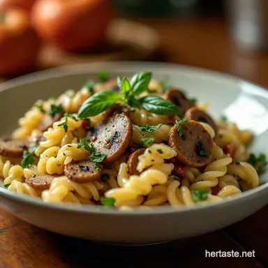 Mushroom Pasta Salad Forest Floor Fusion Recipe Recipe Card