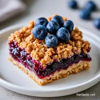 Fresh Blueberry Dessert Bars with Oats Recipe Card