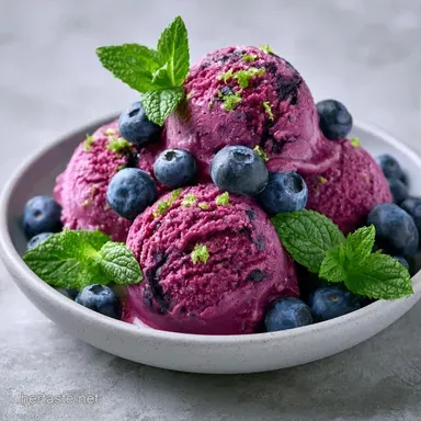 Blueberry Ice Cream with Fresh Berries Recipe Card