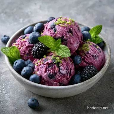 Blueberry Ice Cream with Fresh Berries