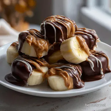 ChocolateDipped Peanut Butter Banana Bites Healthy: Velvet Centers Recipe Card