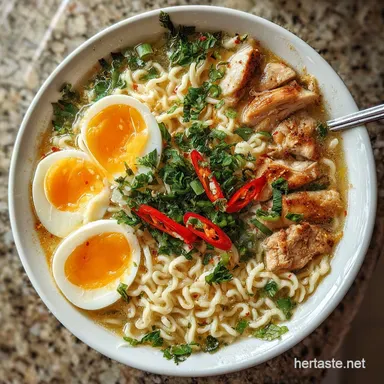 Creamy Garlic Chicken Ramen for 2 Servings Recipe Card