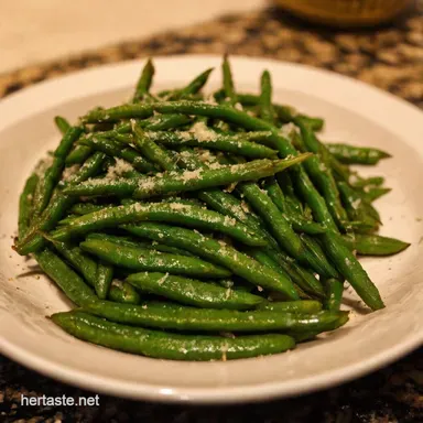 Roasted Green Beans with Garlic Parmesan Easy Side Recipe Card