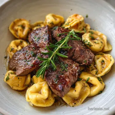 Garlic Steak Tortellini for 4 Servings Recipe Card