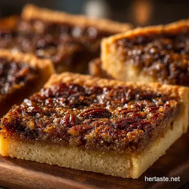Perfectly Gooey Pecan Butter Tart Squares with Shortbread Crust Recipe Card