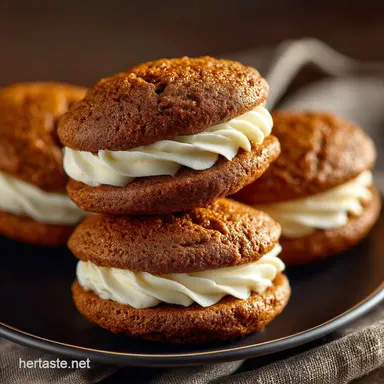 Pumpkin Cheesecake Whoopie Pies Soft Spiced Shells Tangy Cream Cheese Filling Recipe Card