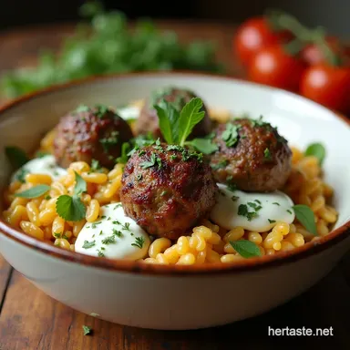 Herby Greek Meatball Bowl with LemonDill Tzatziki Recipe Card