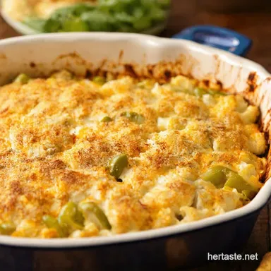 Green Chile Cauliflower Chicken Casserole Southwestern Delight Recipe Card