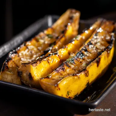 Grilled Squash with LemonHerb An Easy Summer BBQ Side Recipe Card