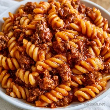 Ground Beef Tomato Pasta: One-Pot Recipe Card