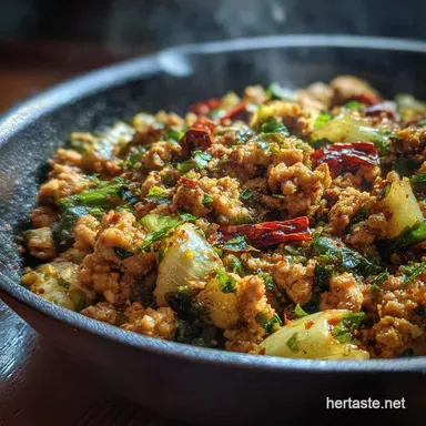 Recipe with Ground Chicken and Garlic in 22 Minutes | Pan-Seared Herbs Recipe Card