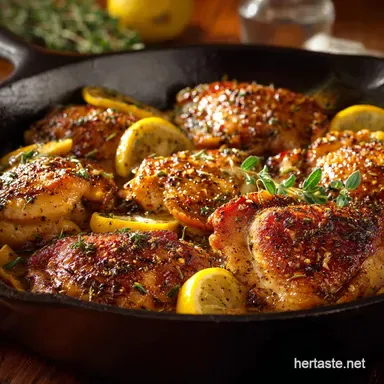 Healthy Chicken Recipes: Pan-Seared Lemon Oregano Skillet Dinner Recipe Card